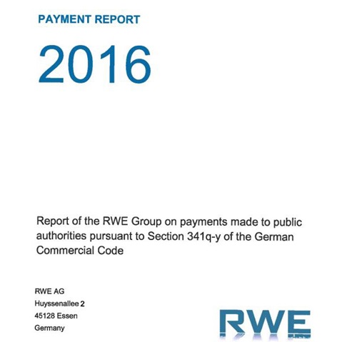 Payment report for 2016 by the RWE Group detailing payments to public authorities.